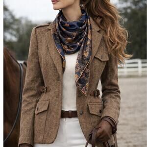 Brown Tweed Equestrian RL Style Jacket by Together Women's Size 10 Vintage